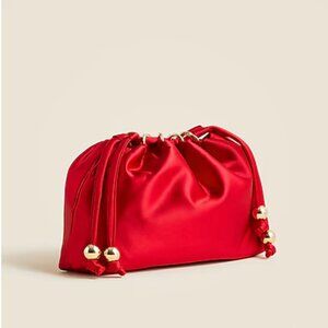 J.CREW Drawstring pouch bag in satin Radiant Ruby